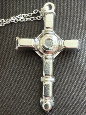 Crystal Cross Necklace 18” .925 Silver Plated Chain NIB thumbnail 4