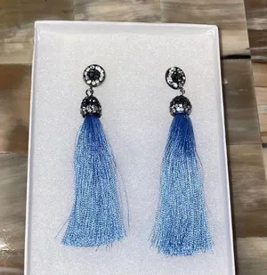 Charming Charlie Blue Tassel Earrings thumbnail 1