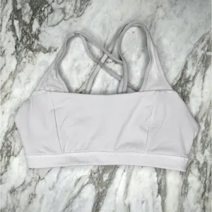 ATHLETA Womens Strappy Back Sports Bra with Mesh Detail Light Grey Size XS thumbnail 2