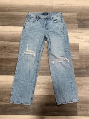 Aeropostale High Rise Baggy Jeans Women's 6 Short Light Wash Distressed Y2K thumbnail 1