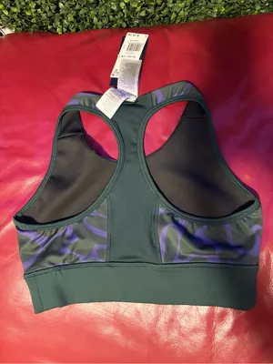 Reebok Purple Camo High-Neck Sports Bra with Dark Green Band thumbnail 3