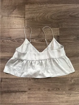 Aritzia Wilfred Pale Blue Flowy Cropped Strappy Tank Top thumbnail 3