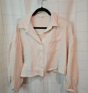 Altard State Crepe Cropped Button Down thumbnail 1