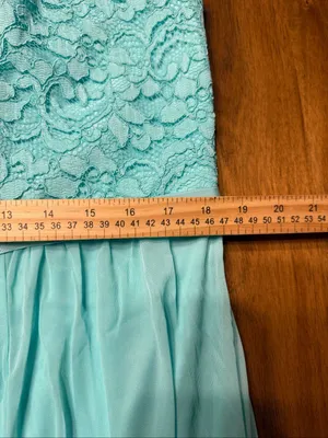 Davids Bridal Women’s Mint Green Maxi Dress Strapless Lace Top Flowy Size 16 thumbnail 5