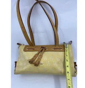 dooney and bourke fabric medium size yellow tan fa thumbnail 3