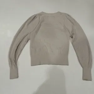Abercrombie & Fitch Ribbed Puff Sleeve Crop Sweater Size S Neutral Beige thumbnail 2