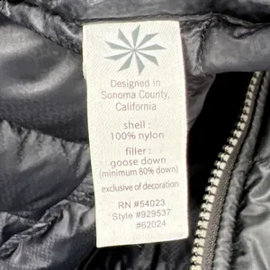 Athleta Goose Down Jacket Black XL‎ Hooded Packable Puffer GUC Mended Hole thumbnail 9