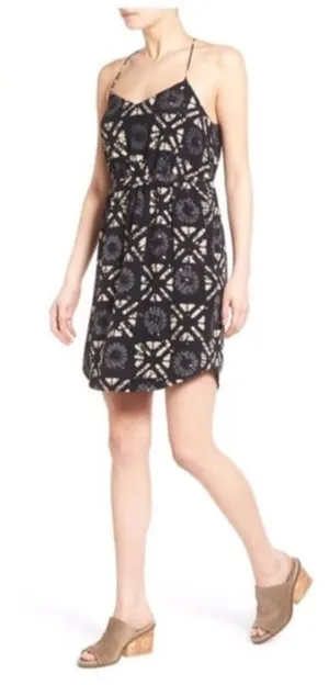 Madewell Starview Batik Grid Silk Dress Sz 2‎ thumbnail 1