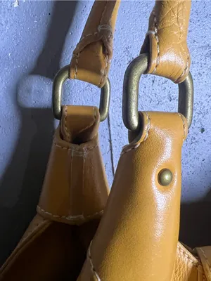 Cole Haan Beige Yellow Pebble Leather Purse Bag thumbnail 7