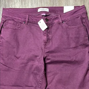 Lane Bryant Mid-Rise Essential Stretch Girlfriend Crop Purple Jeans thumbnail 2