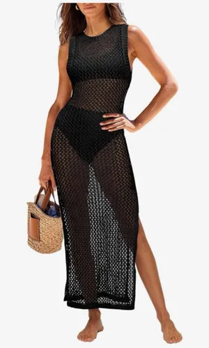 NEW Crochet Cover Up Sleeveless Hollow Knit Bikini Swimwear S thumbnail 1