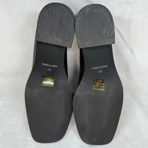 Free People Hayden Black Leather‎ Heeled Loafers Chain Accent Size 41 US 10 thumbnail 13