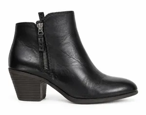 Frye 8.5 Judith Double Zip Ankle Boot Leather Block Heel Pointed Toe Black Boho thumbnail 1