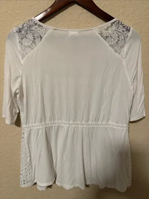 Anthropologie White Tunic Top Tiny size m thumbnail 4