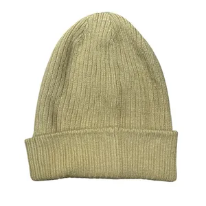 Aritzia Sunday Best Womens Brown Rib Knit Cuffed Fold Up Beanie Cap Hat One Size thumbnail 2