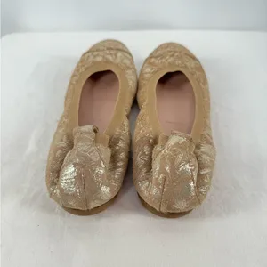 Unknown Suede‎ Metallic Floral Ballet Flat in Brown Silver Size 7 or 37 thumbnail 2