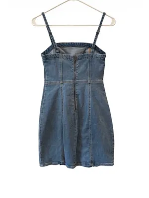 Aeropostale Women’s Light Blue Denim Stretch Dress with Slim Straps thumbnail 4