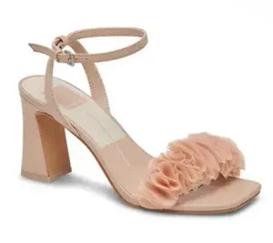 Dolce Vita Womens Lesha Blush Pink Leather Ruffle Sandals Heels Sz 10 NEW thumbnail 1