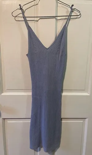 Free People Size Small Bodycon fitted ribbed mini Dress Blue thumbnail 1