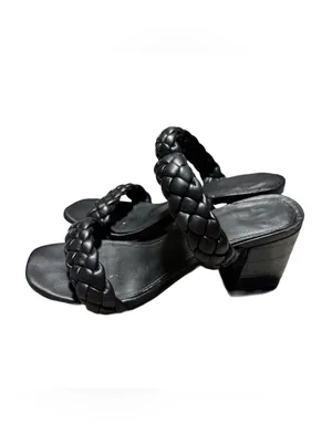 A New Day Braided Heels Women's 7 Faux Leather Black Mule Slip On Minimalist thumbnail 4