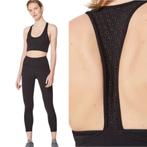 Lululemon Bra Racer Back Embroidered Eyelet Sports Bra Black Size 6 thumbnail 2