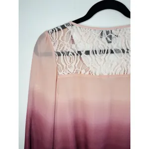 By & By Sheer Ombre Blouse M Pink Burgundy‎ Lace Back Whimsigoth Fairy Pixie NWT thumbnail 8
