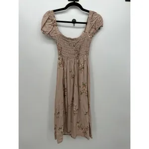Altar'd State Pink Floral Linen Blend Milkmaid Midi Dress Sz XS Cottagecore Boho thumbnail 3