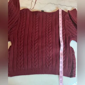 NWOT Windsor V-Neck Cable Knit Sweater -‎ Rich Burgundy thumbnail 8