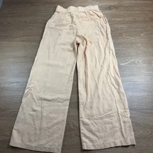 Abercrombie & Fitch Womens S Short Linen Blend Wide Leg Pants Peach High Rise thumbnail 14