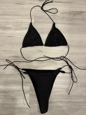 Amazon Black String Bikini Set thumbnail 1