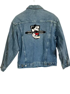 Vintage Disney Channel Mickey Mouse Logo Denim Jean Jacket USA Made Size Medium thumbnail 2