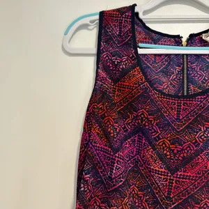 Japna Sleeveless Women Sz: L Chiffon Zigzag Colorful Tank Blouse Top. Zip Back. thumbnail 9