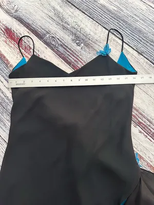 Vintage Zum Zum By Niki Livas Black & Blue High-Low Slip Dress thumbnail 11