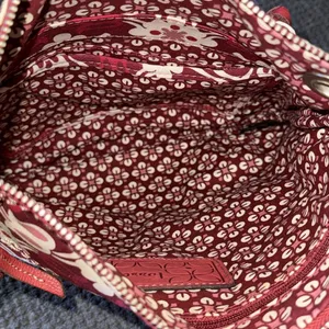 Fossil‎ Red Floral Canvas Leather Trim Crossbody Bag Small Messenger Purse thumbnail 12