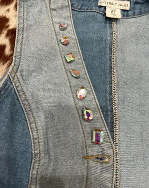 Custom Morgan Wallen jean vest size small thumbnail 6
