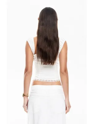 LIONESS Palmer Corset in Porcelain White Small New Womens Sleeveless Tank Top thumbnail 12