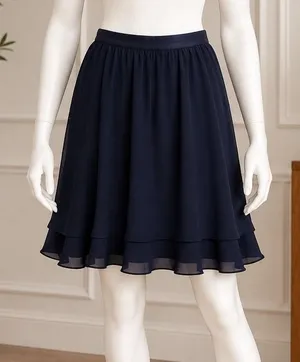 J.Crew Womens Skirt Navy Blue Textured Silk Blend A-Line Size 12 thumbnail 1