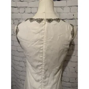Moon sleeveless white shift dress With Silver Beading Size Small thumbnail 4