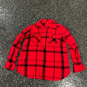 Women’s Medium Red & Black Flannel Button Front Shirt Top thumbnail 1