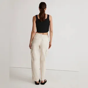 Madewell Garment-Dyed Low-Slung Straight Cargo Pants Cream‎ Vintage Linen 26 thumbnail 2
