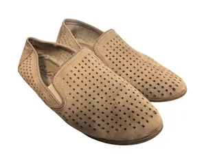 Carlos Santana Beige Suede Laser Cut Perforated Slip On Loafers Flats thumbnail 1
