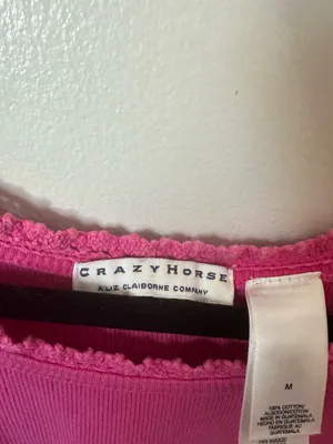 Vintage crazy horse Liz Claiborne Ribbed Lace trim tanktop thumbnail 2
