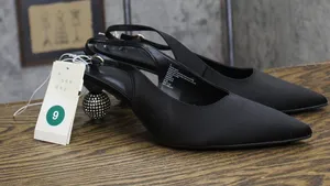 A New Day Womens Simone Rhinestone Ball Heels Disco Slingback Satin Black 9M thumbnail 1