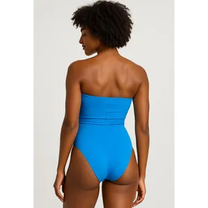NWT Target Shade & Shore Small (4-6) Strapless Blue One Piece Swimsuit Cheeky thumbnail 2