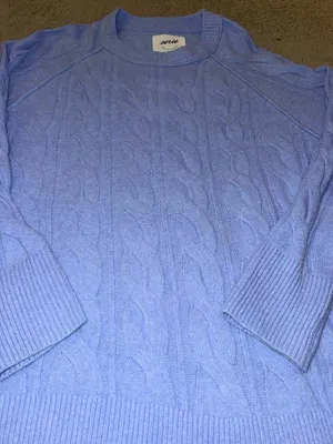 Aerie Light Blue Cable Knit Sweater Chunky thumbnail 3