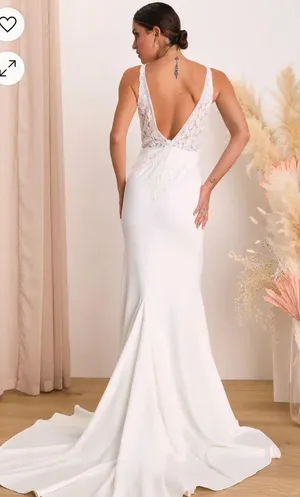 Lulus Nwot White Beaded Maxi Dress Size Medium MSRP $258 thumbnail 3