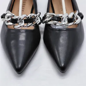 Journee Collection Metinaa Ballet Flats Womens 6.5 Black Chain Pointed Toe Shoes thumbnail 6
