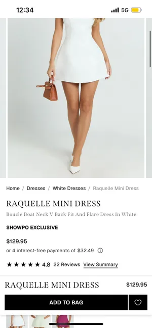 Showpo RAQUELLE Mini Dress Boucle Boat Neck V Back Fit & Flare Dress Size XS thumbnail 2