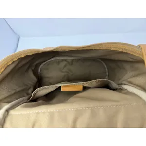 LONGCHAMP Leather‎ Backpack Beige Logo Vintage Bag Rucksack Rare Khaki Brown thumbnail 5
