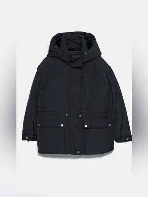 Black Zara hooded puffer jacket Size XS thumbnail 3